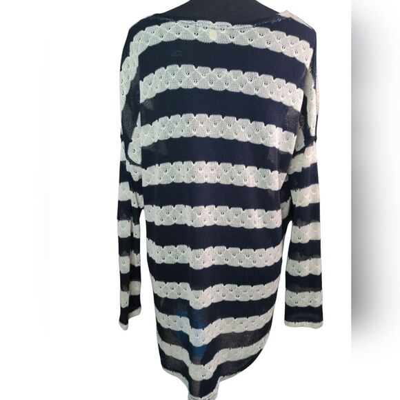 Cecico Black & White Striped Crochet Sweater – Size Large - Picture 3 of 4